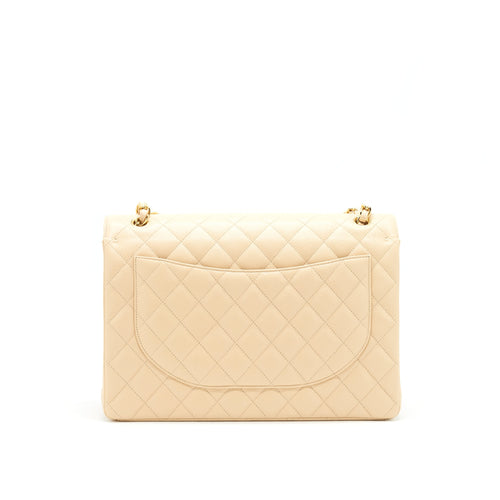 CHANEL MAXI CLASSIC DOUBLE FLAP BAG CAVIAR BEIGE GHW