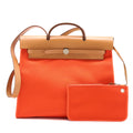 HERMES HERBAG ZIP 39 LEATHER/CANVAS ORANGE SHW