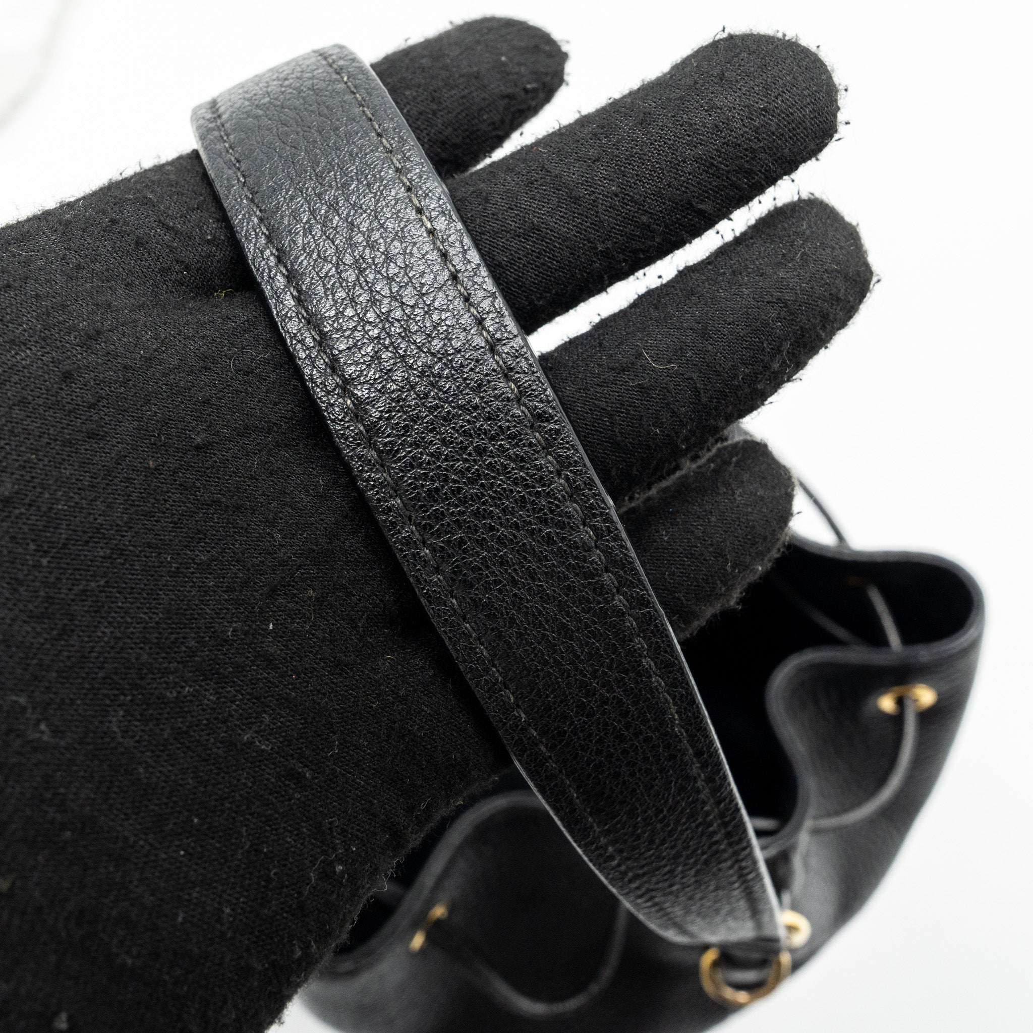 PRADA SECCHIELLO BUCKET BAG GRAINED CALFSKIN BLACK GHW