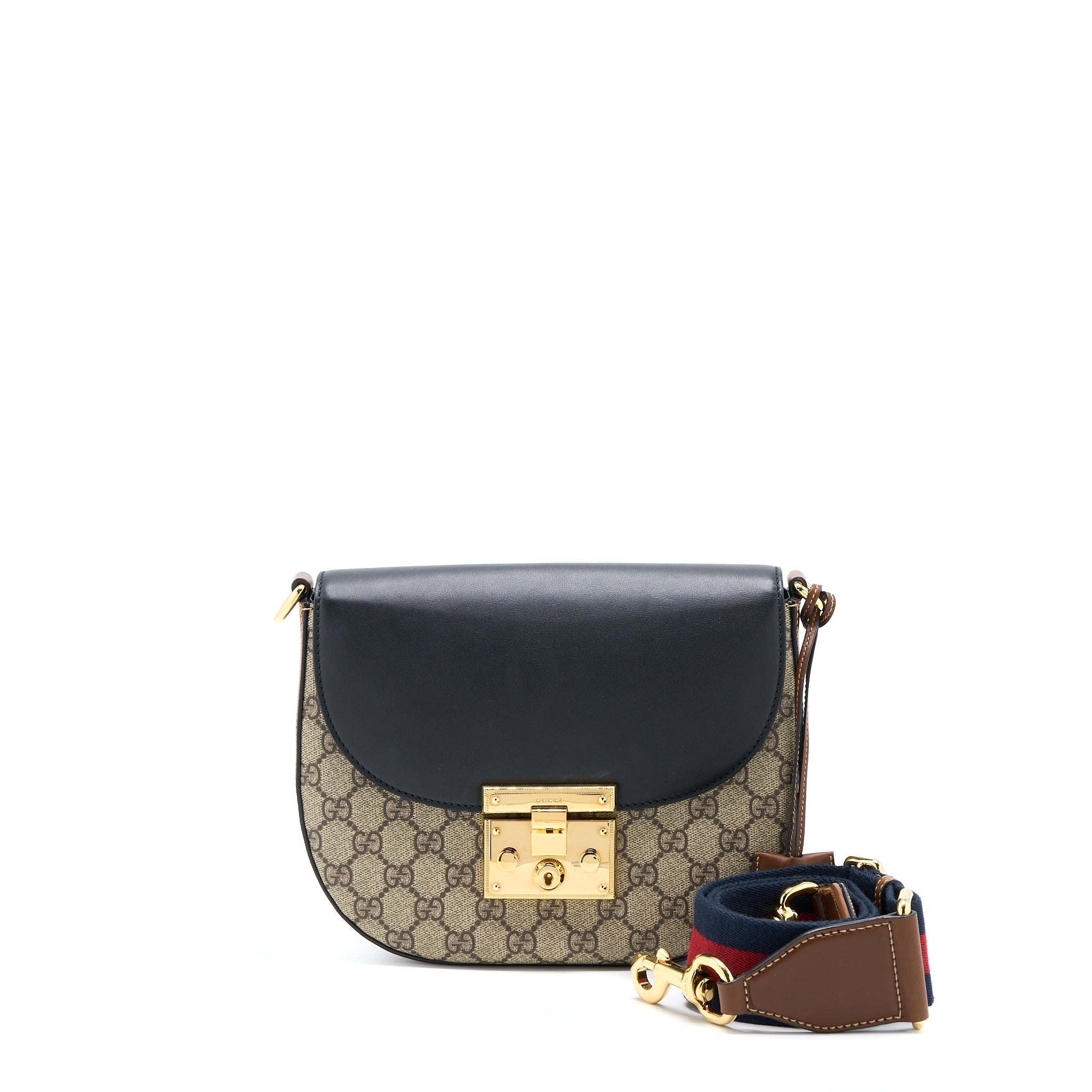 GUCCI WEB PADLOCK CROSSBODY BAG GHW