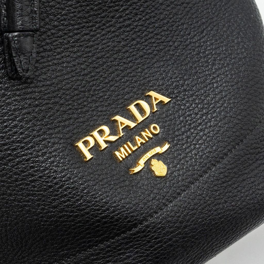 PRADA SECCHIELLO BUCKET BAG GRAINED CALFSKIN BLACK GHW
