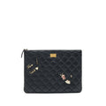 CHANEL 2.55 LEATHER CLUTCH WITH CHARM BLACK GHW