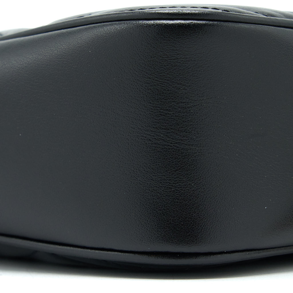 GUCCI GG MARMONT CAMERA SHOULDER BAG CALFSKIN BLACK BRUSHED GHW