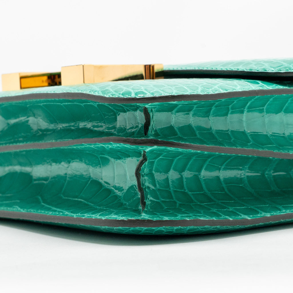 HERMES MINI CONSTANCE SHINY ALLIGATOR MISSISSIPPIENSIS VERT JADE GHW