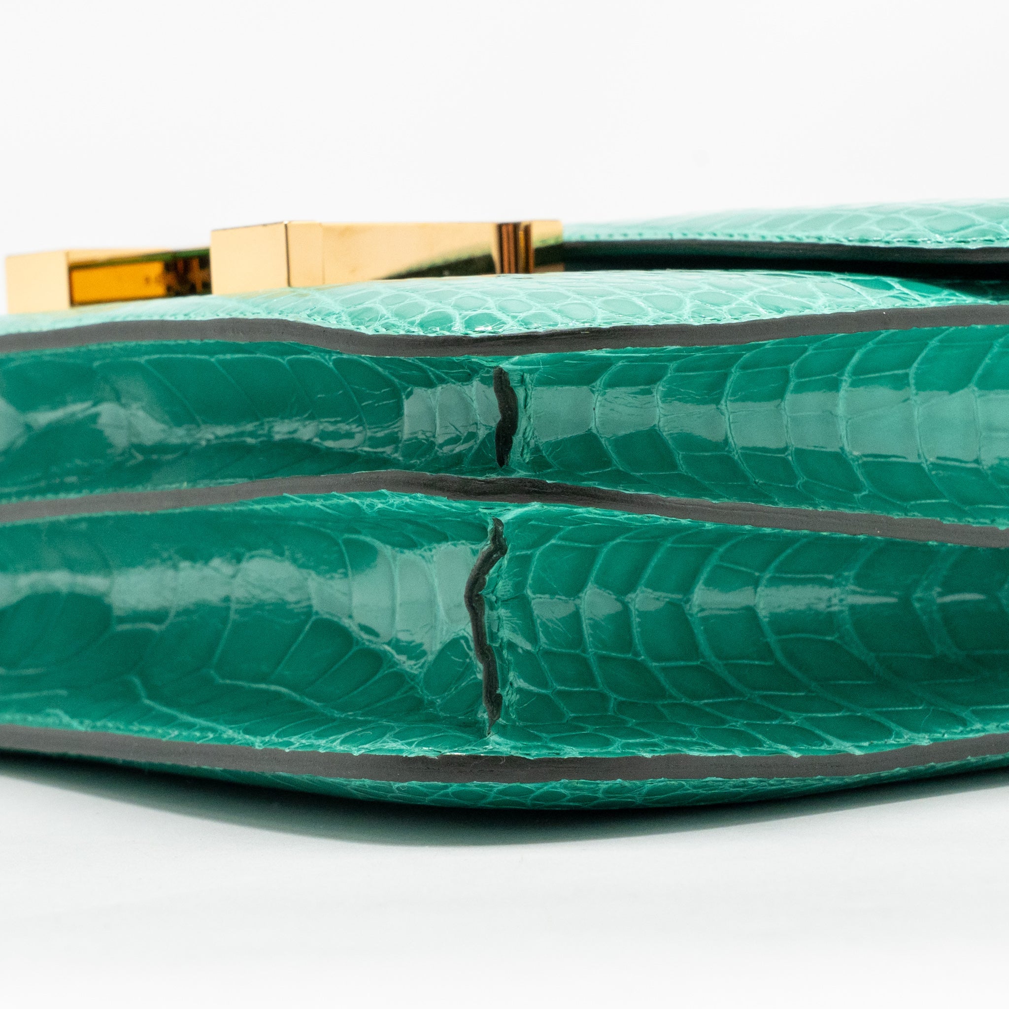 HERMES MINI CONSTANCE SHINY ALLIGATOR MISSISSIPPIENSIS VERT JADE GHW