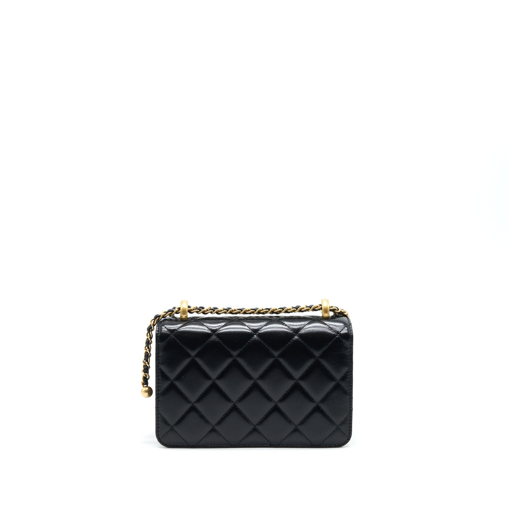 CHANEL 21A GOLD CRUSH MINI FLAP BAG CALFSKIN BLACK GHW