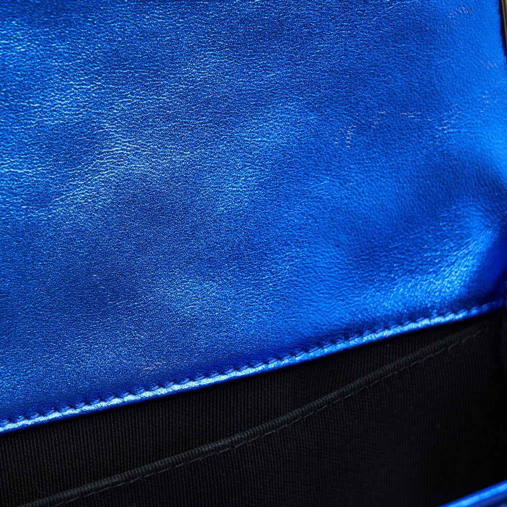 CHANEL MEDIUM LE-BOY PATENT ELECTRIC BLUE SHW