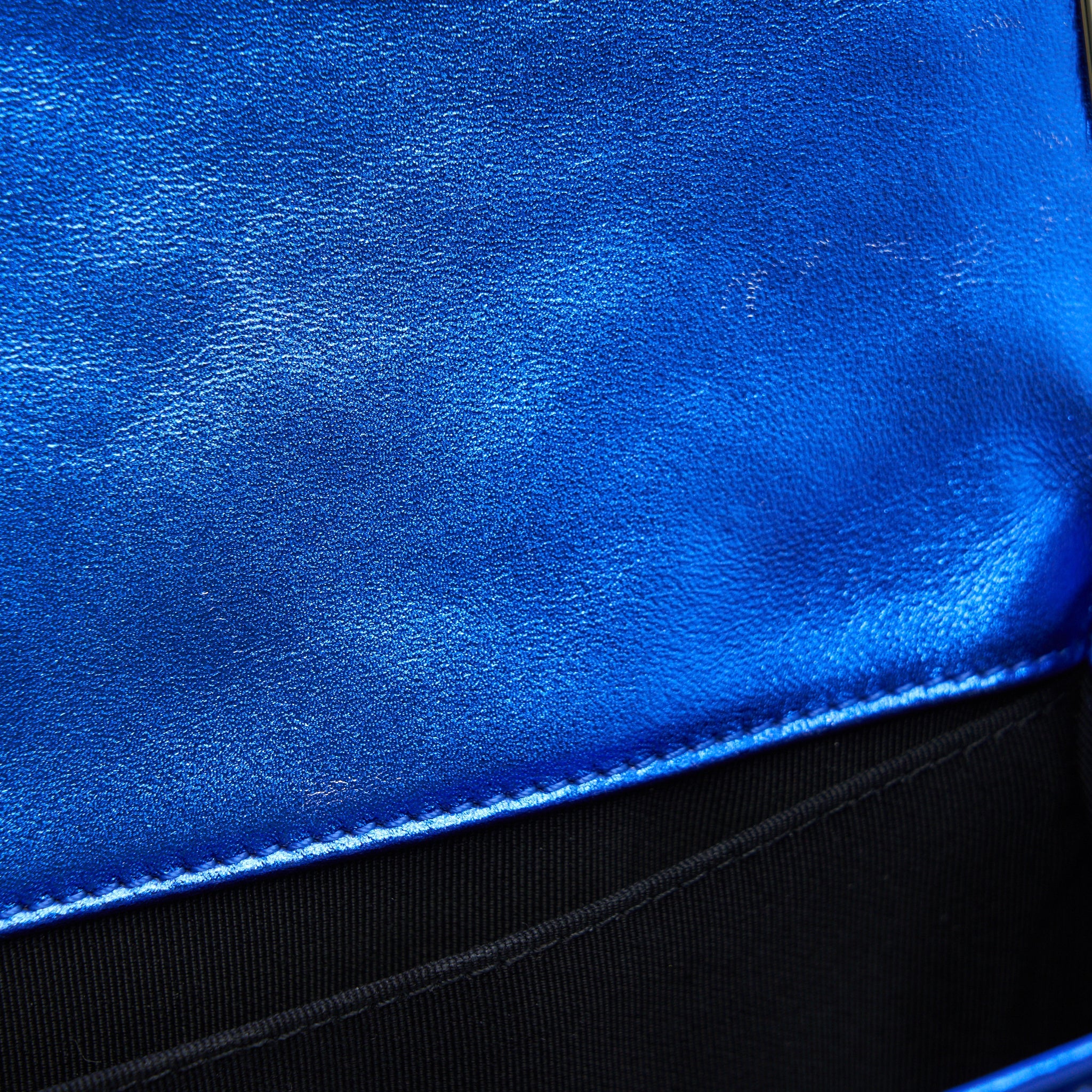 CHANEL MEDIUM LE-BOY PATENT ELECTRIC BLUE SHW