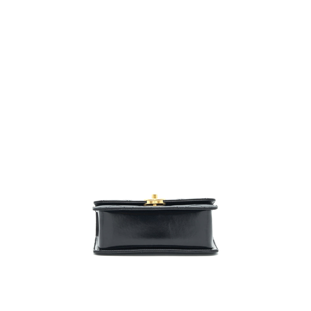 CHANEL 21A GOLD CRUSH MINI FLAP BAG CALFSKIN BLACK GHW