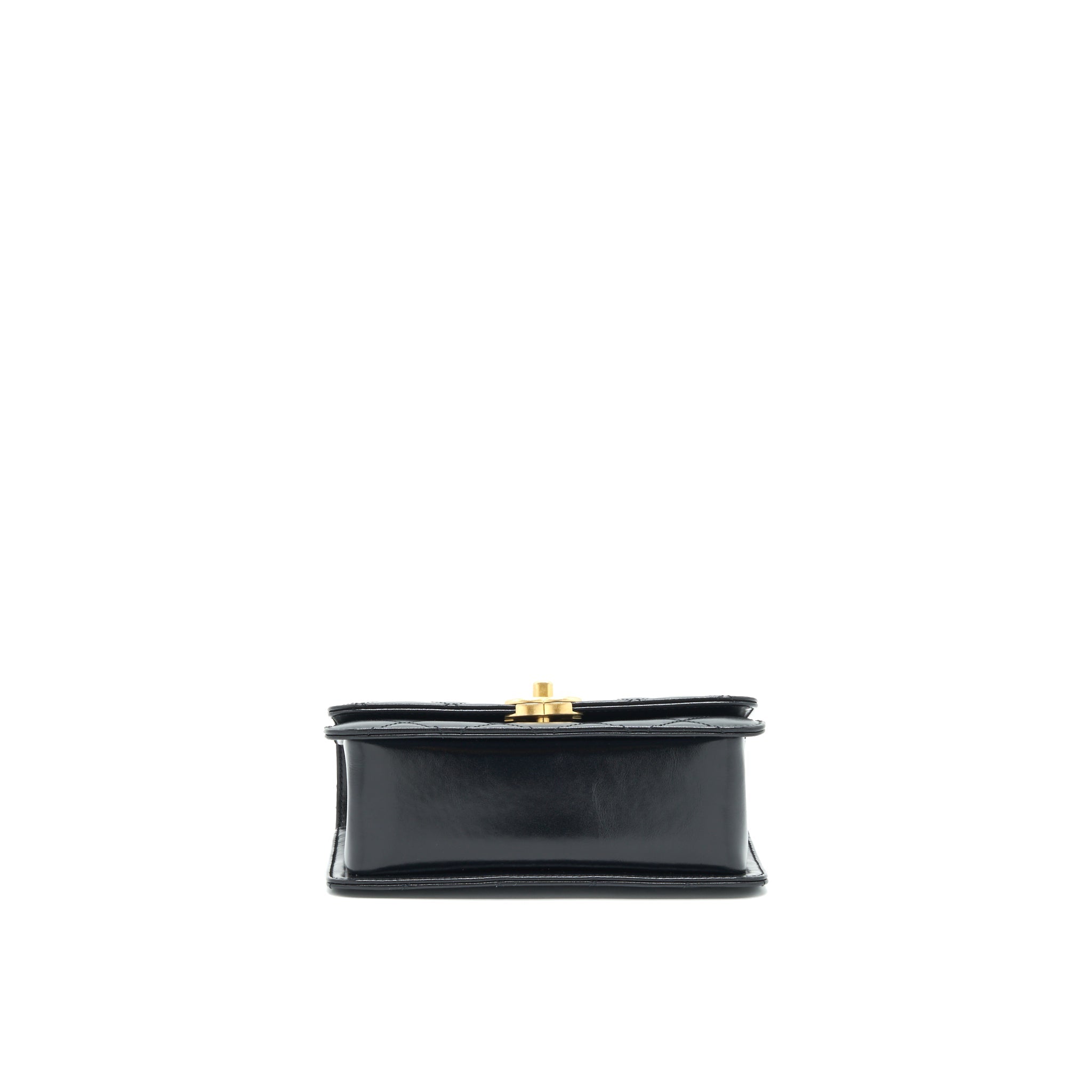 CHANEL 21A GOLD CRUSH MINI FLAP BAG CALFSKIN BLACK GHW