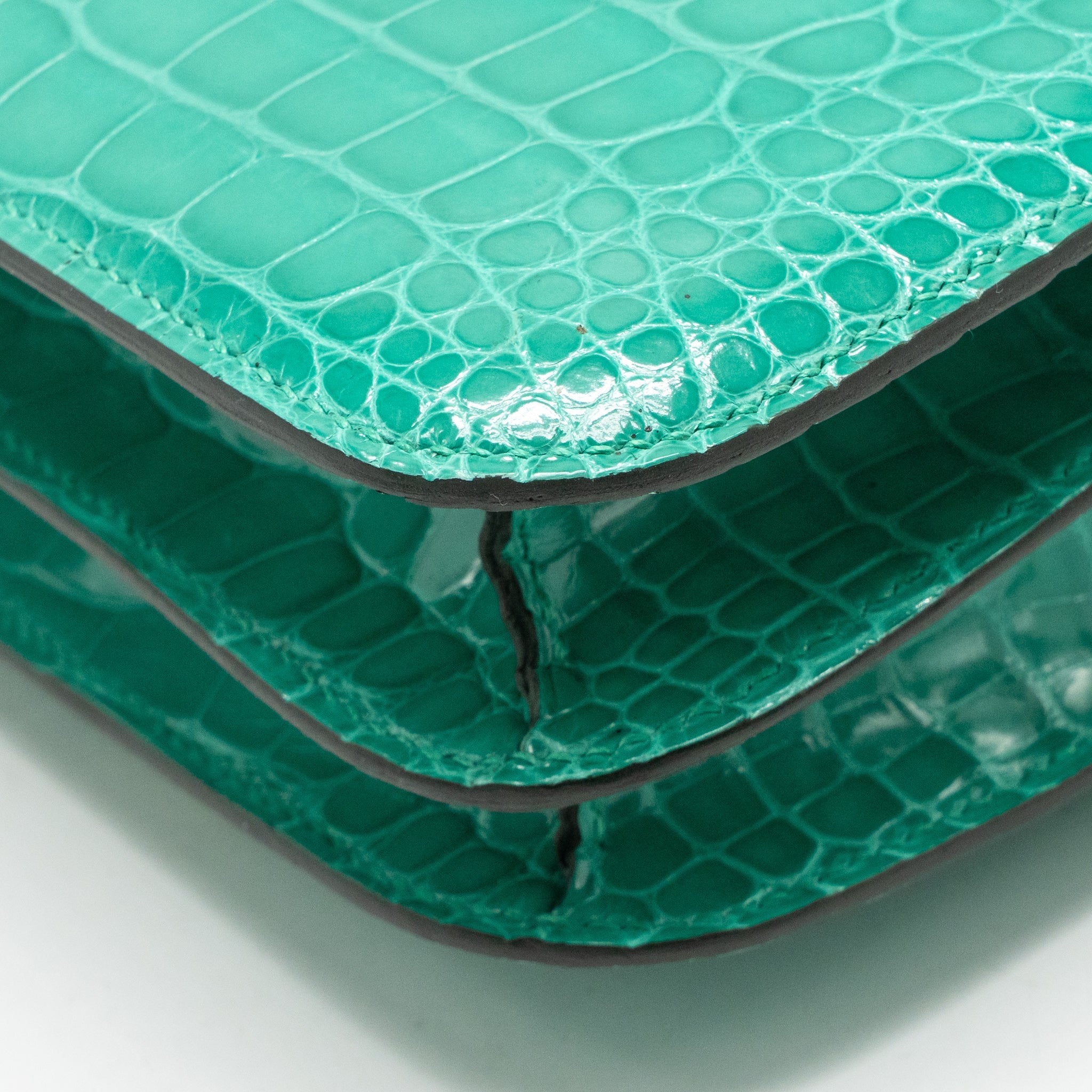 HERMES MINI CONSTANCE SHINY ALLIGATOR MISSISSIPPIENSIS VERT JADE GHW