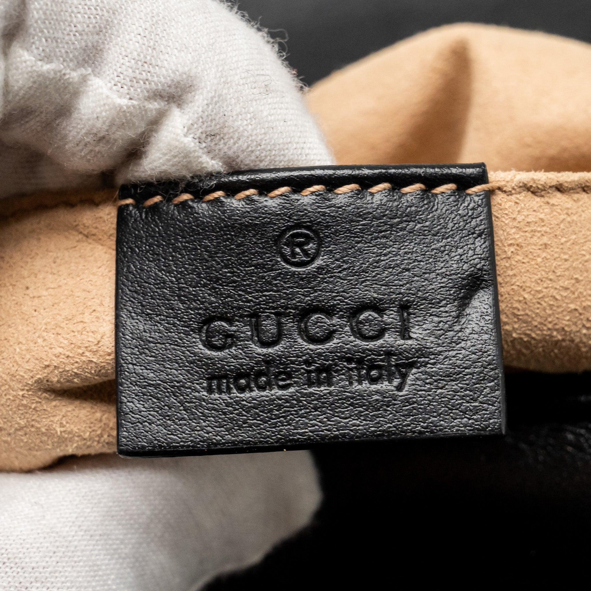 GUCCI SMALL GG MARMONT SHOULDER BAG CALFSKIN BLACK GHW