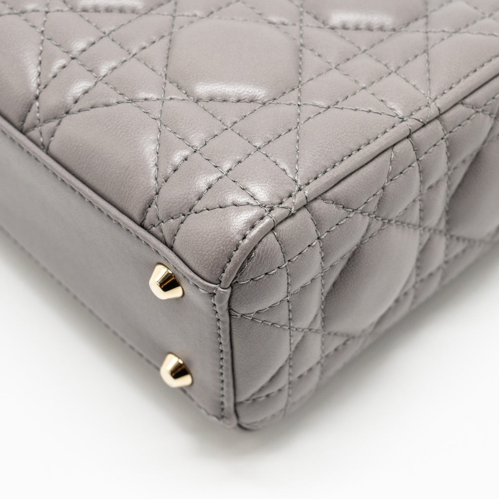 DIOR MINI LADY DIOR LAMBSKIN GREY LGHW