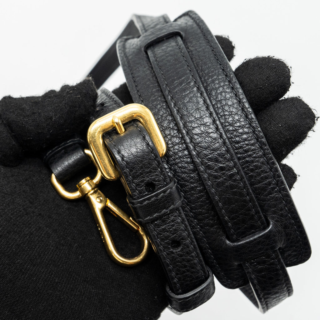 PRADA SECCHIELLO BUCKET BAG GRAINED CALFSKIN BLACK GHW