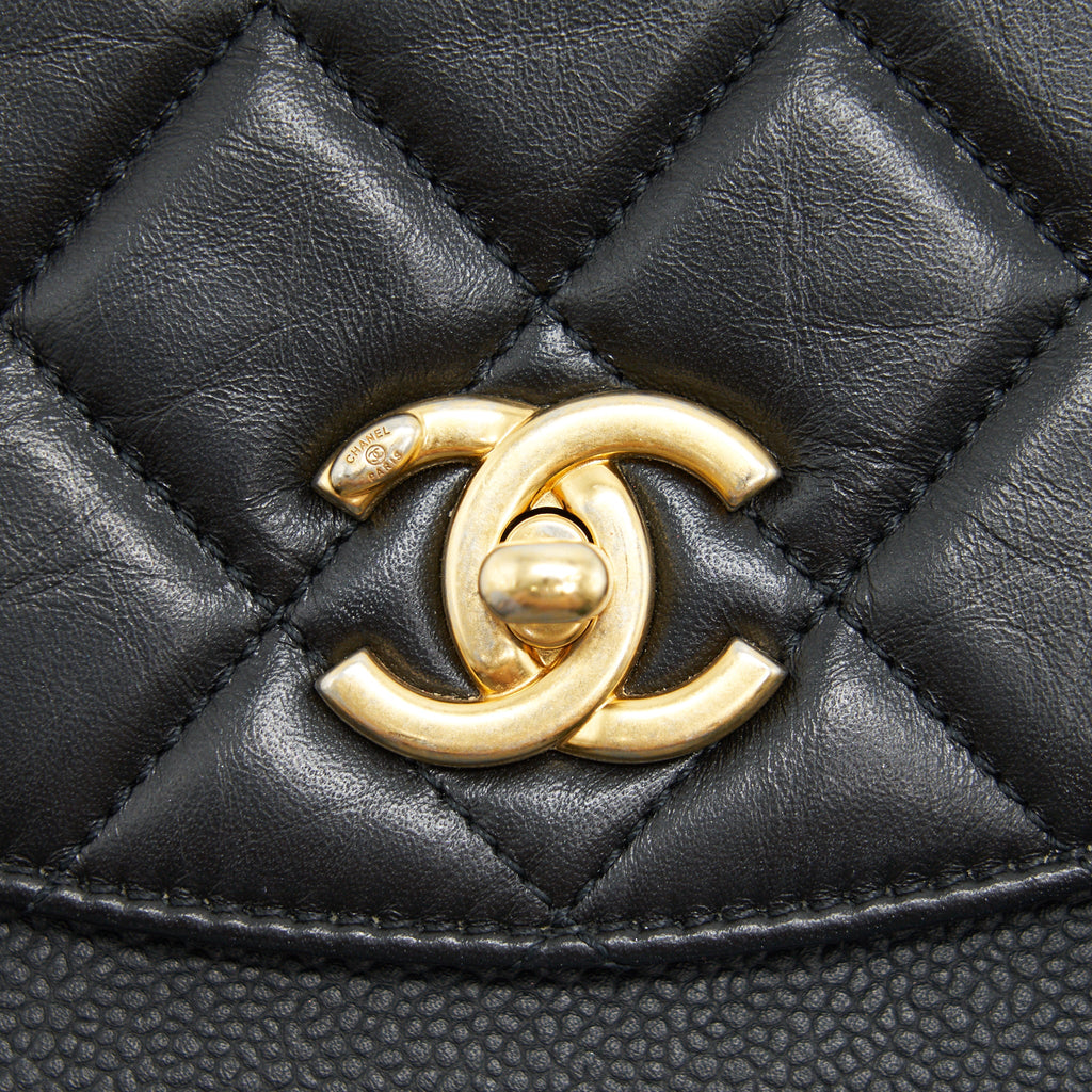 CHANEL QUILTED CALFSKIN AND CAVIAR FLAP BAG BLACK GHW