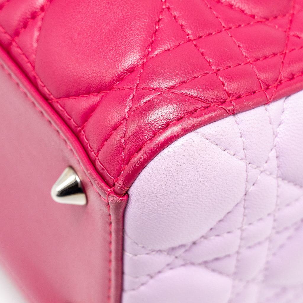 DIOR MEDIUM LADY DIOR LAMBSKIN PINK / MULTICOLOUR SHW