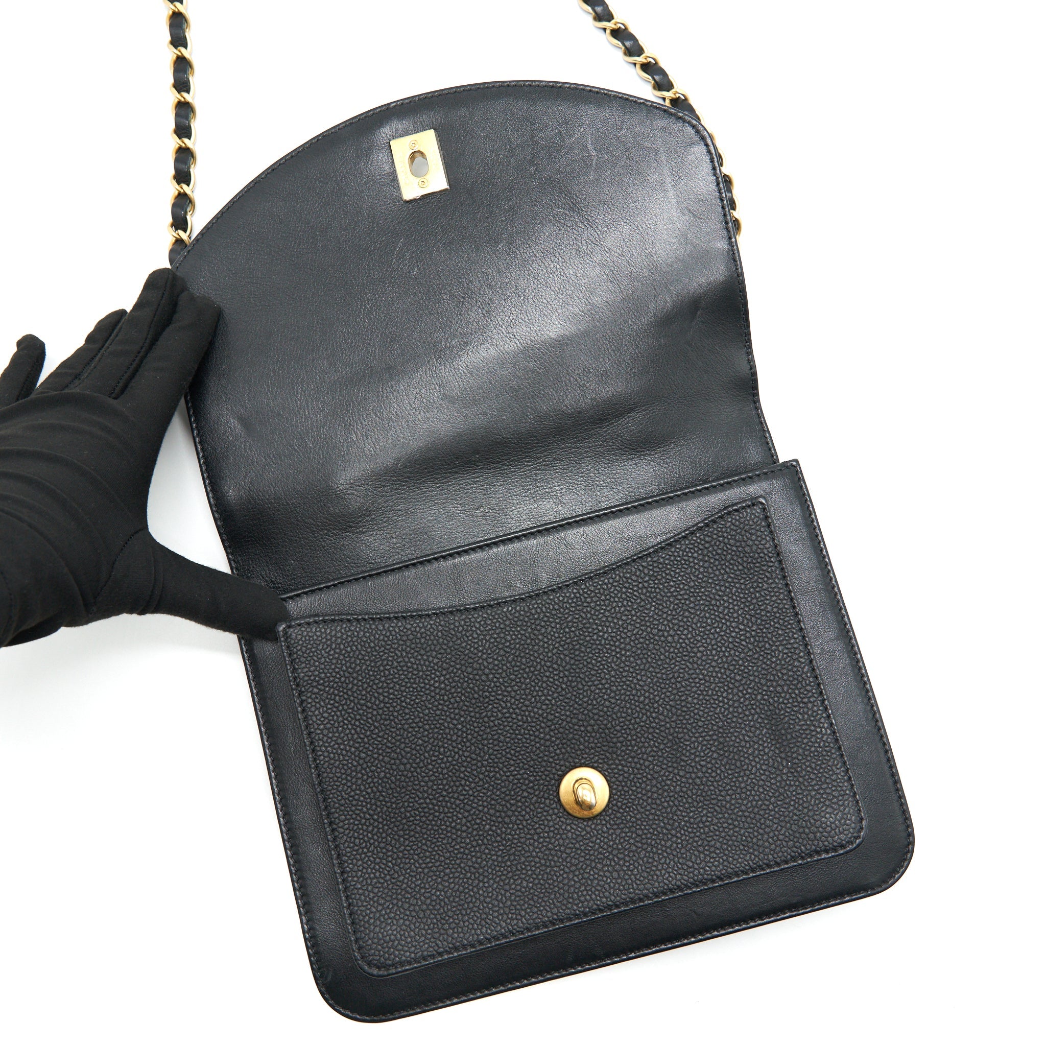 CHANEL QUILTED CALFSKIN AND CAVIAR FLAP BAG BLACK GHW