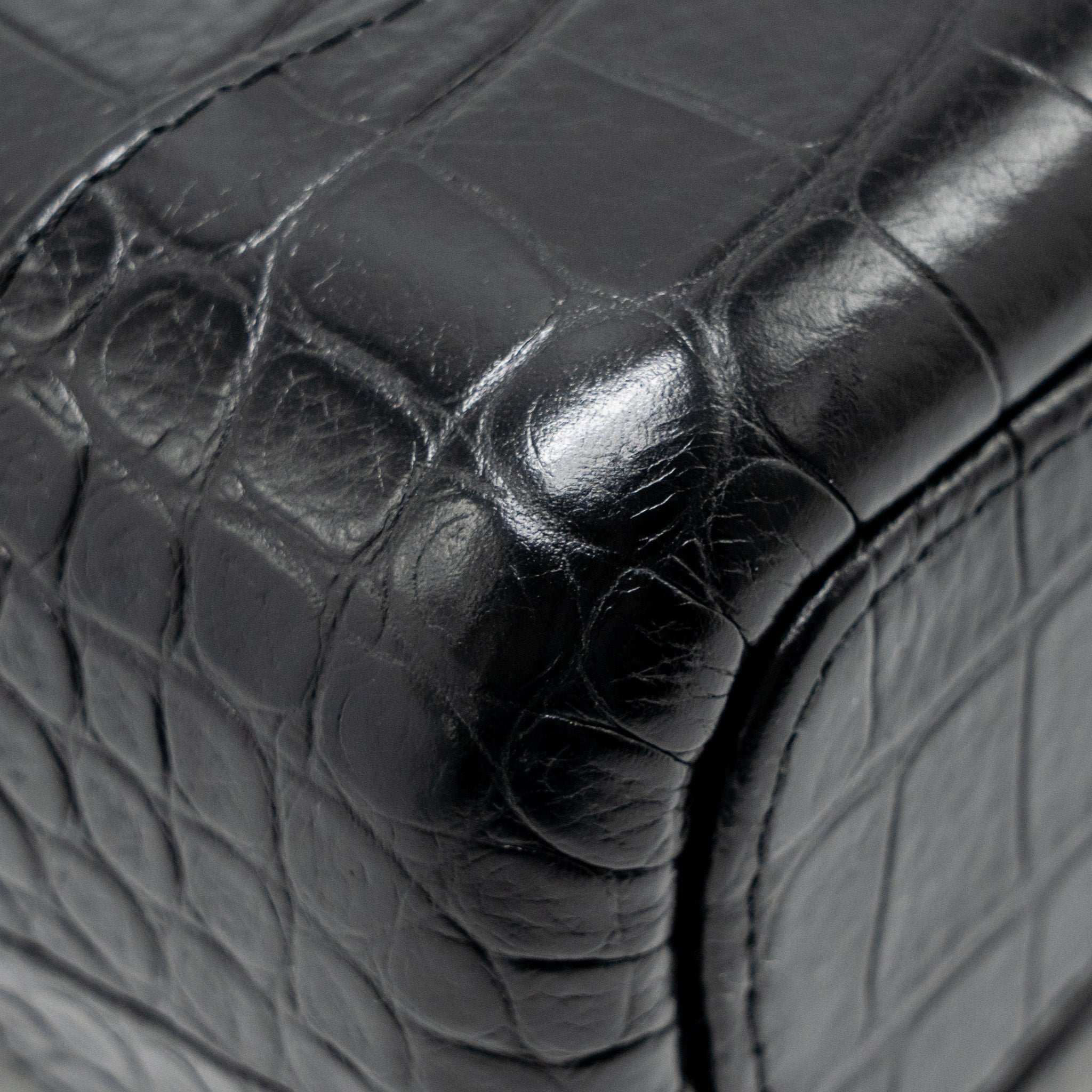 CHANEL SMALL GABRIELLE HOBO BAG WITH TOP HANDLE CROC-EMBOSSED CALFSKIN BLACK MULTICOLOURED HARDWARE