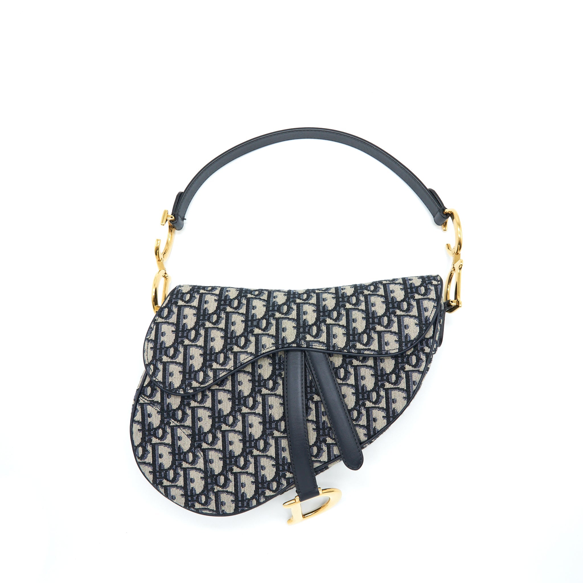 DIOR MEDIUM SADDLE BAG BLUE OBLIQUE CANVAS GHW