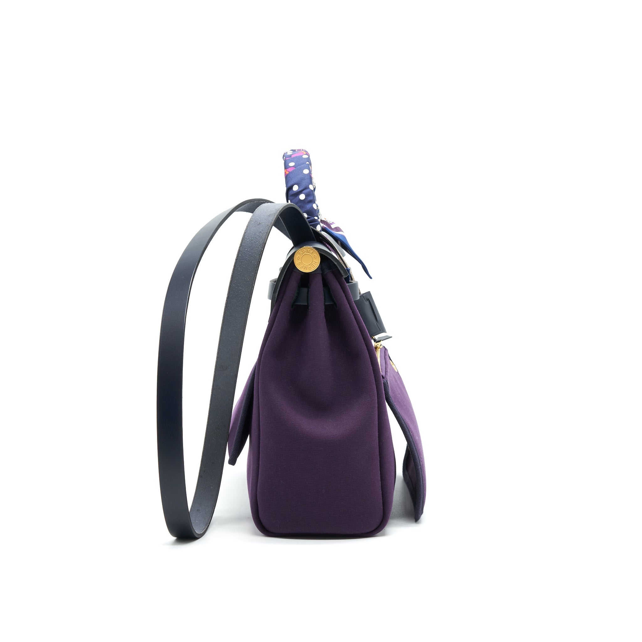 HERMES HERBAG ZIP 31 RETOURNE BAG, CASSIE/ BLEU INDIGO WITH AN EXTRA TWILLY