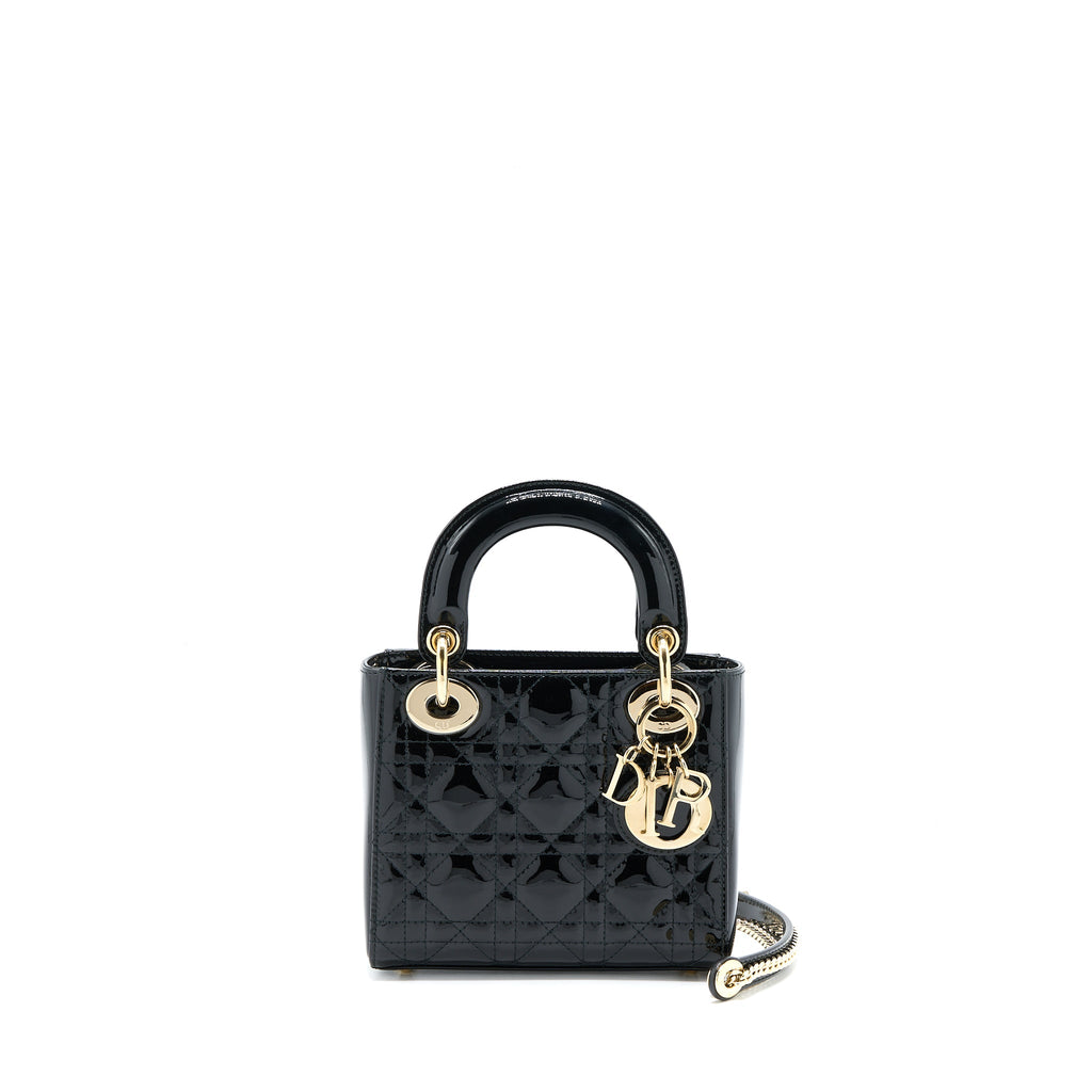 DIOR MINI LADY DIOR PATENT BLACK LGHW