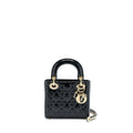DIOR MINI LADY DIOR PATENT BLACK LGHW