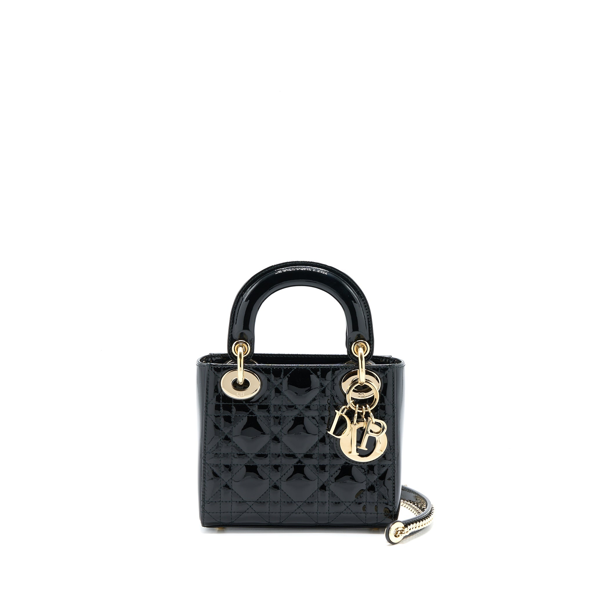 DIOR MINI LADY DIOR PATENT BLACK LGHW