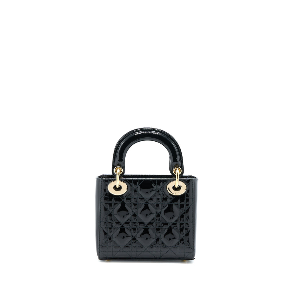 DIOR MINI LADY DIOR PATENT BLACK LGHW