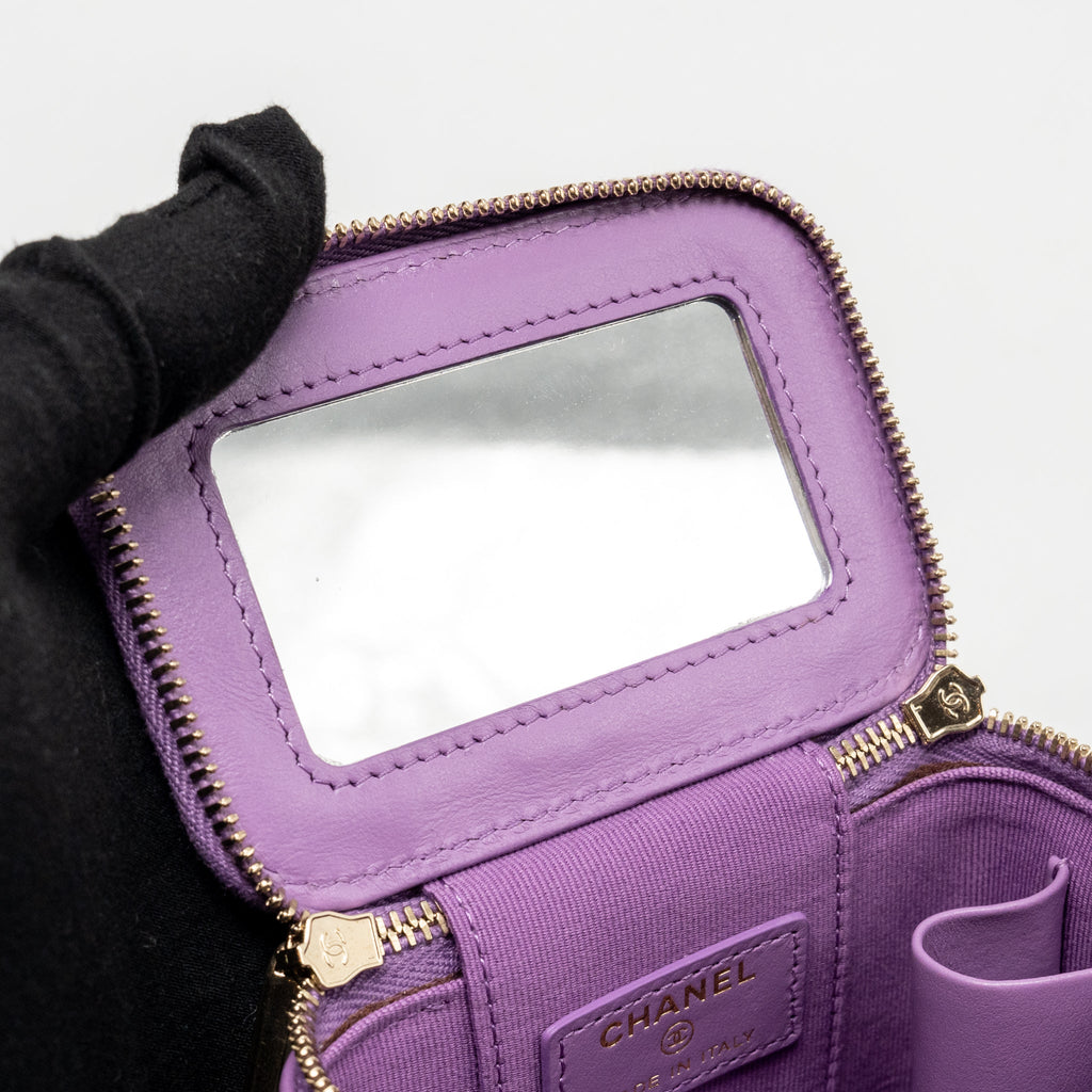 CHANEL MINI VANITY CASE WITH GIANT CHAIN LAMBSKIN PURPLE LGHW
