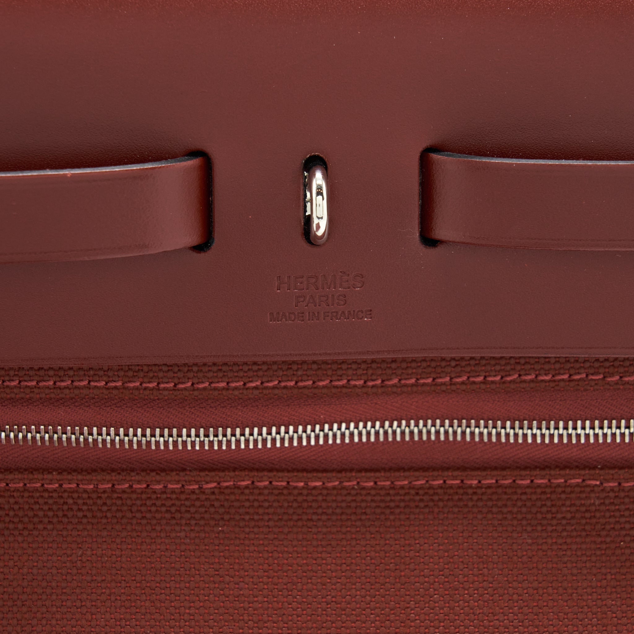 HERMES HERBAG ZIP 31 SELLIER CANVAS ROUGE H SHW