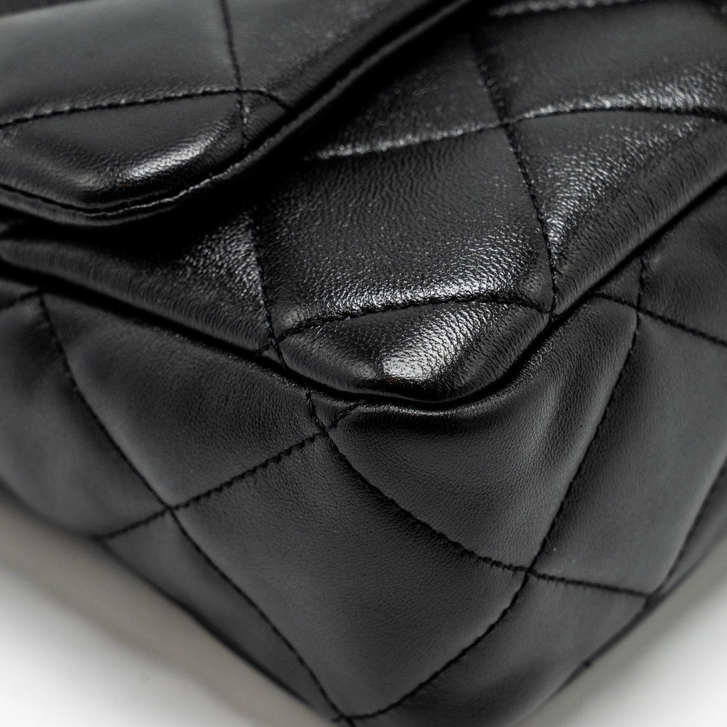 CHANEL GIANT CHAIN QUILTED LARGE FLAP BAG LAMBSKIN BLACK GHW (MICROCHIP)
