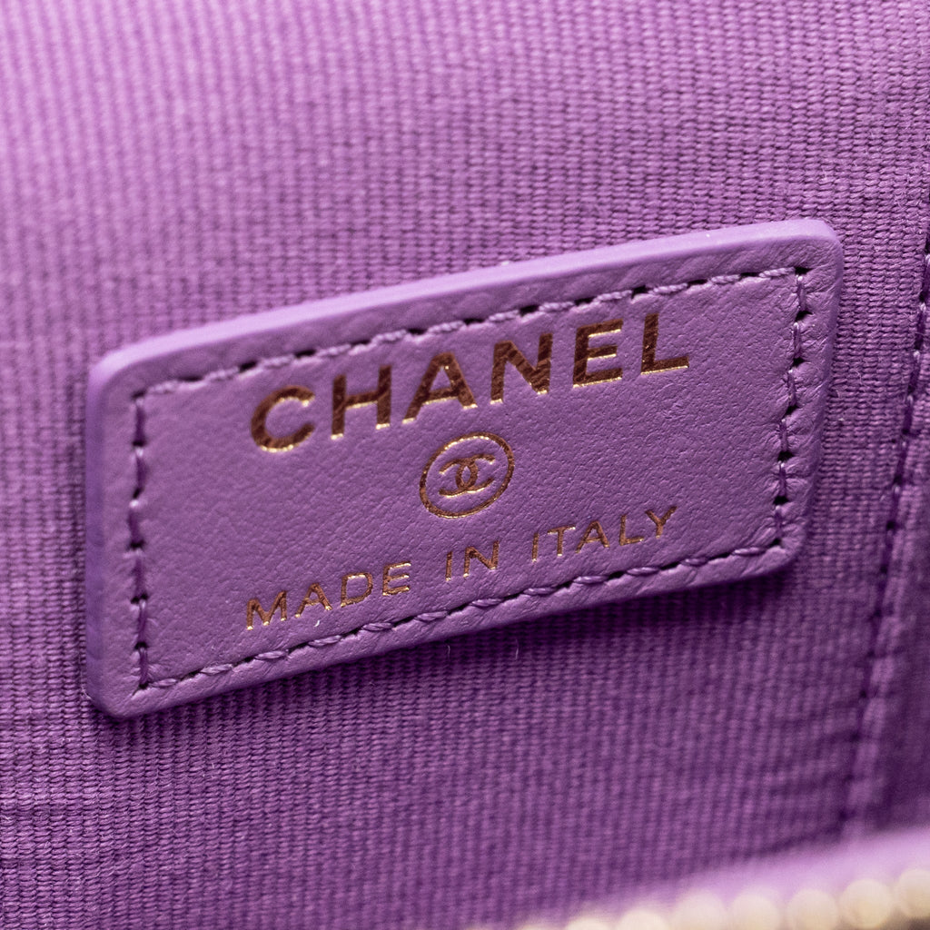 CHANEL MINI VANITY CASE WITH GIANT CHAIN LAMBSKIN PURPLE LGHW