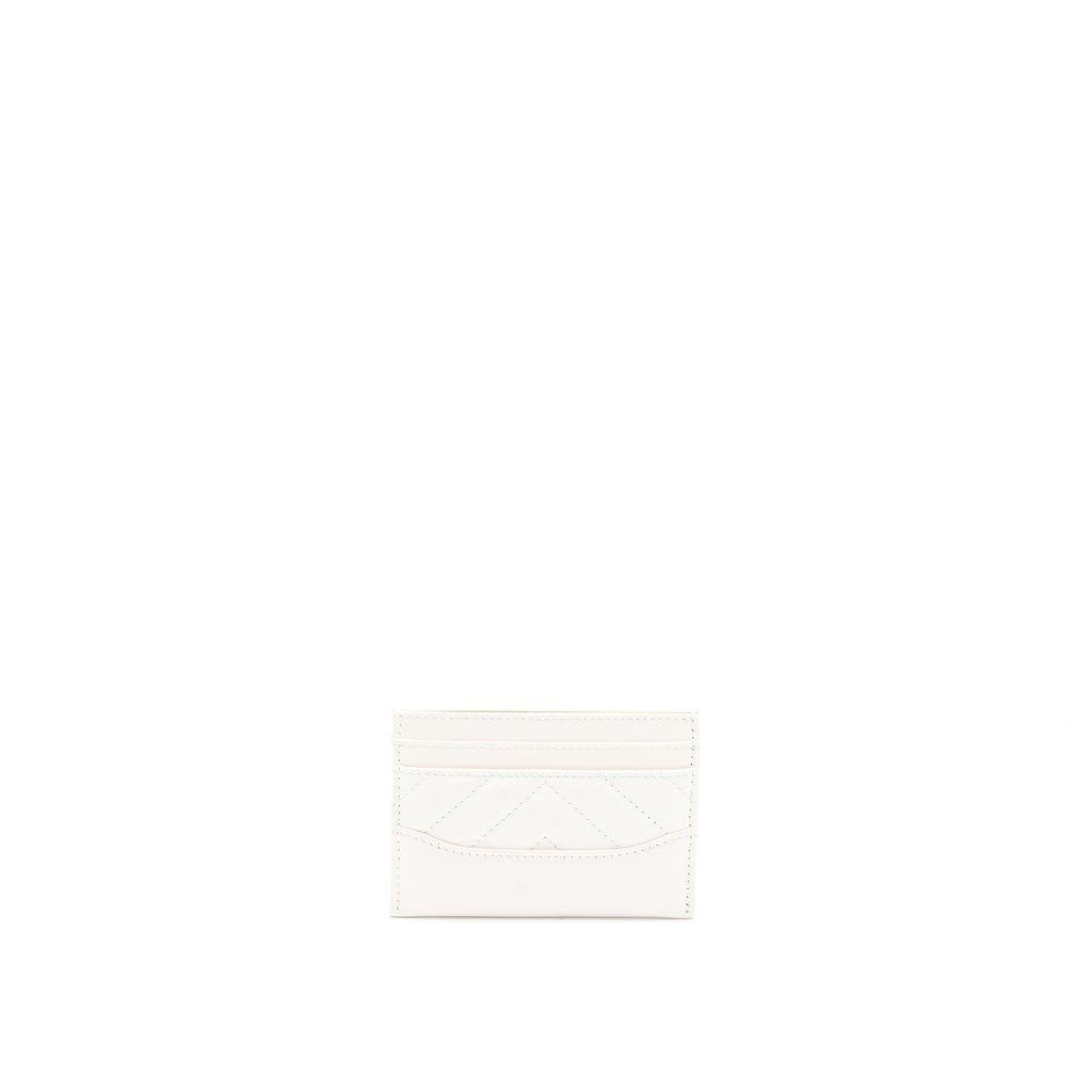 CHANEL CHEVRON CARD HOLDER CALFSKIN WHITE GHW