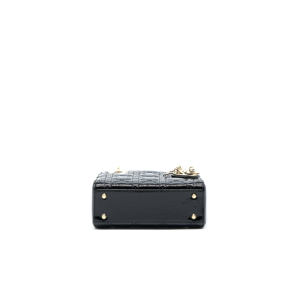 DIOR MINI LADY DIOR PATENT BLACK LGHW