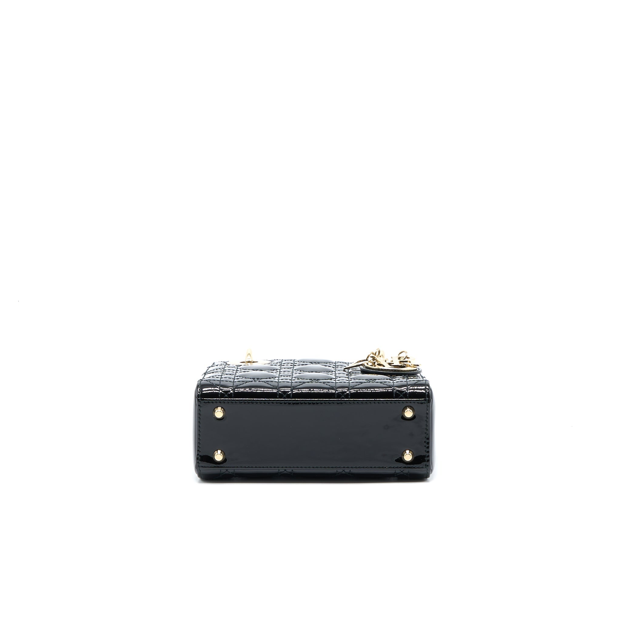 DIOR MINI LADY DIOR PATENT BLACK LGHW