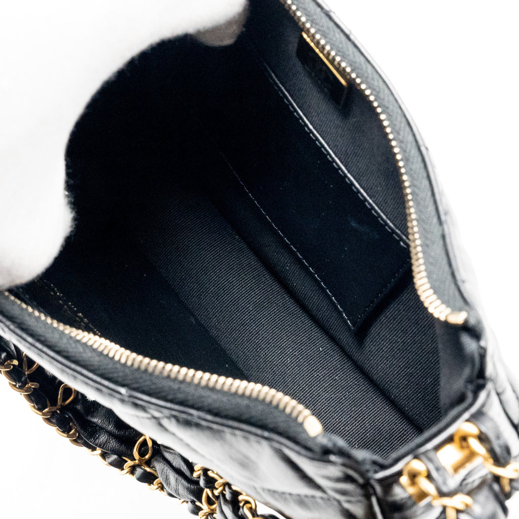 CHANEL 23K HOBO SHOULDER BAG CALFSKIN BLACK GHW (MICROCHIP)