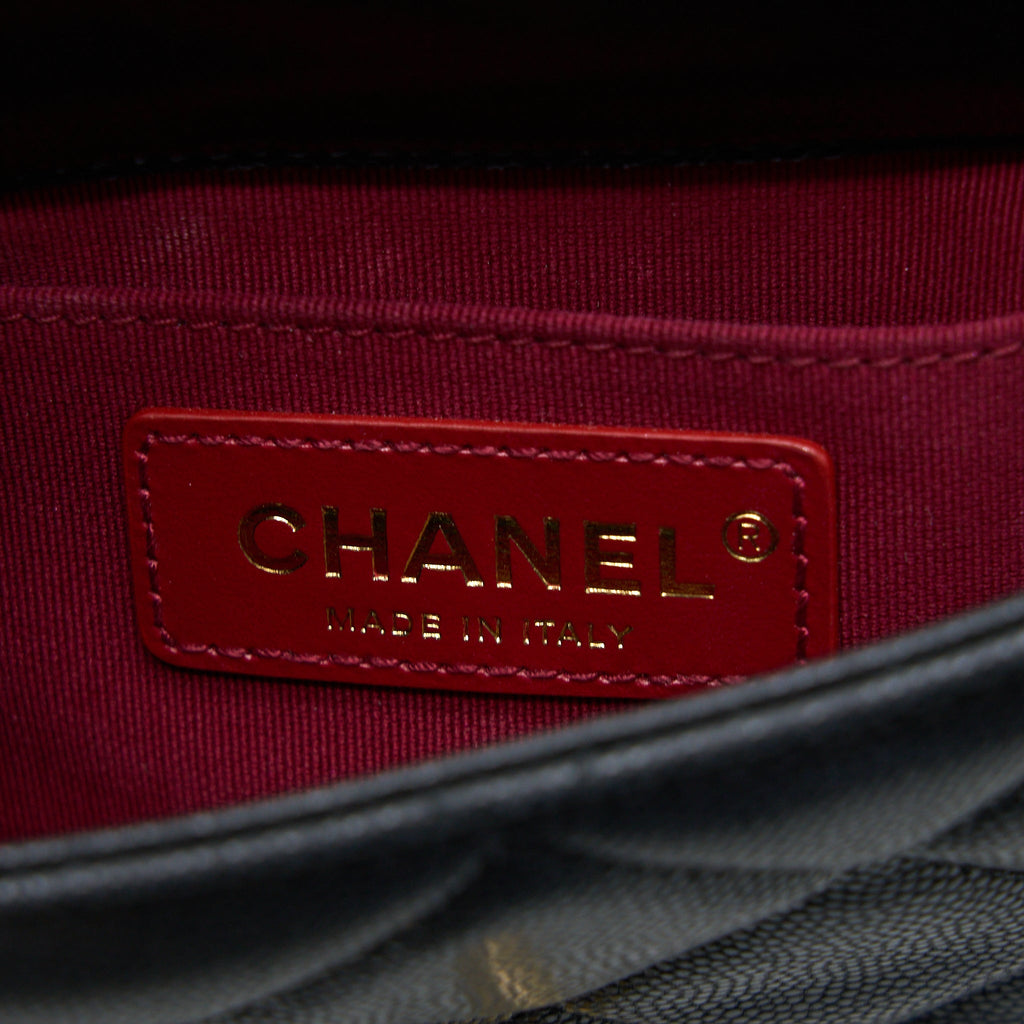 CHANEL 22A SQUARE FLAP BAG CAVIAR BLACK GHW (MICROCHIP)