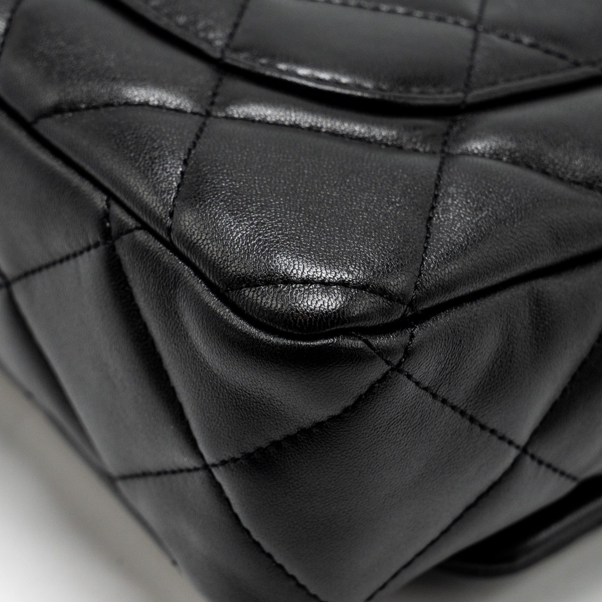 CHANEL GIANT CHAIN QUILTED LARGE FLAP BAG LAMBSKIN BLACK GHW (MICROCHIP)