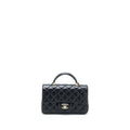 CHANEL TOP HANDLE MINI RECTANGULAR FLAP BAG LAMBSKIN BLACK LGHW (MICROCHIP)