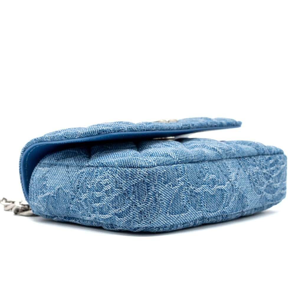 CHANEL COCO LOVE MINI CLUTCH WITH CHAIN DENIM BLUE SHW(MICROCHIP)