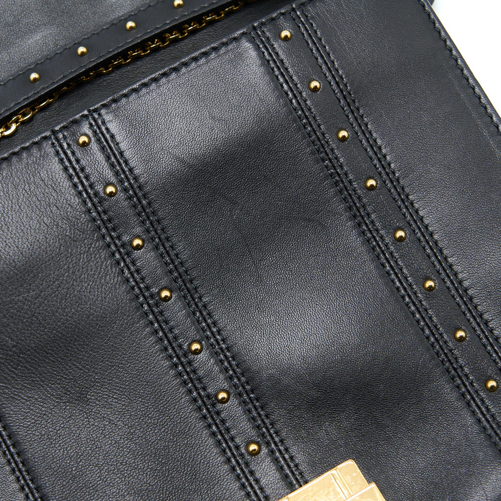 VALENTINO ROCKSTUD FLAP BAG LAMBSKIN BLACK GHW