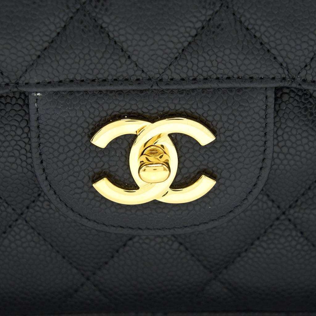 CHANEL CLASSIC JUMBO DOUBLE FLAP BAG BLACK CAVIER GHW
