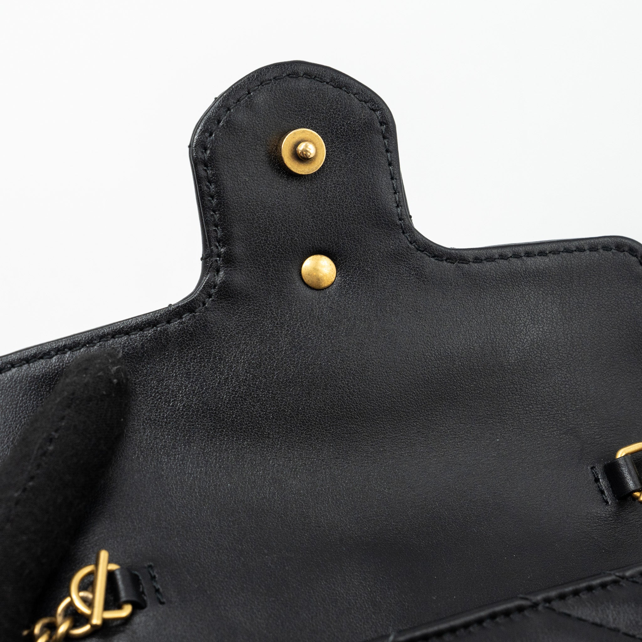 GUCCI GG MARMONT SUPER MINI BAG CALFSKIN BLACK GHW