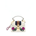 GUCCI SYLVIE EMBROIDERED MINI BAG WHITE