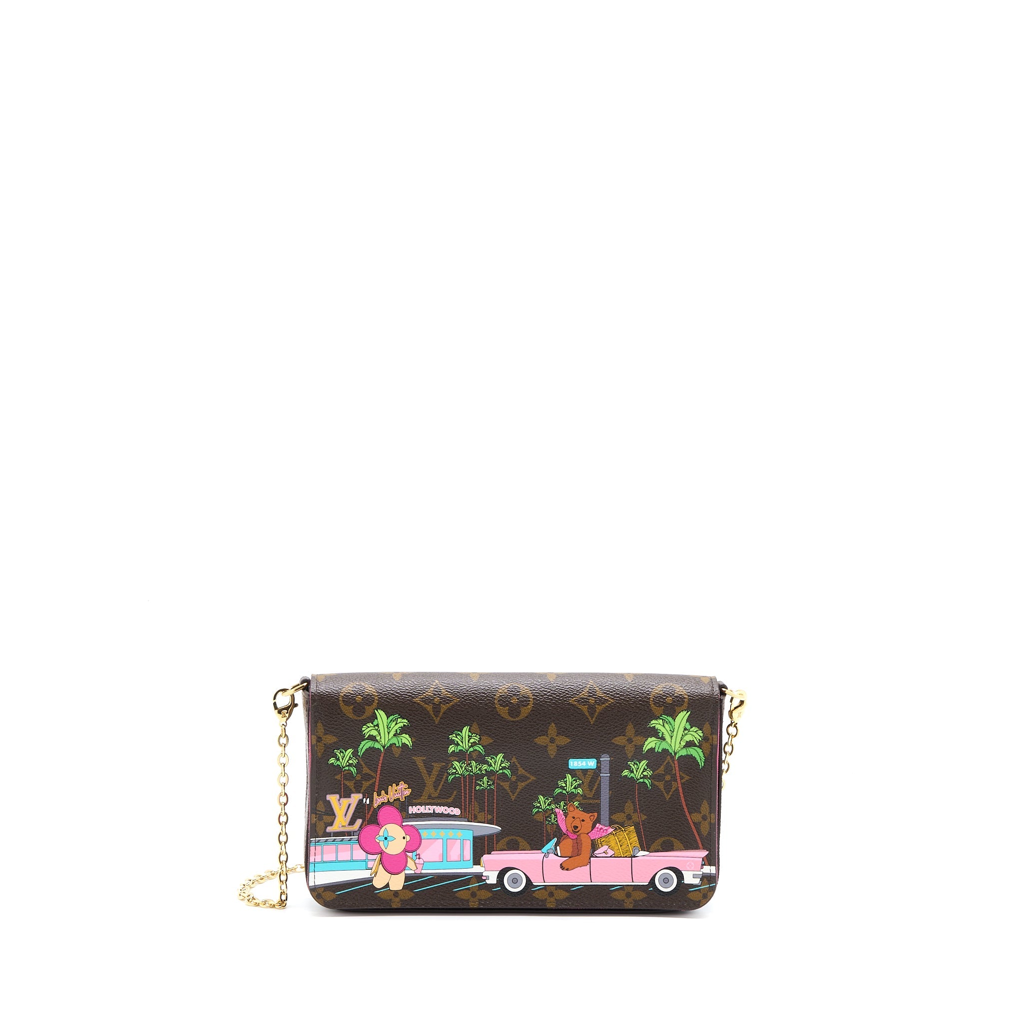 LOUIS VUITTON FELICIE POCHETTE VIVIENNE MASCOT ON HOLLYWOOD DRIVE MONOGRAM CANVAS GHW