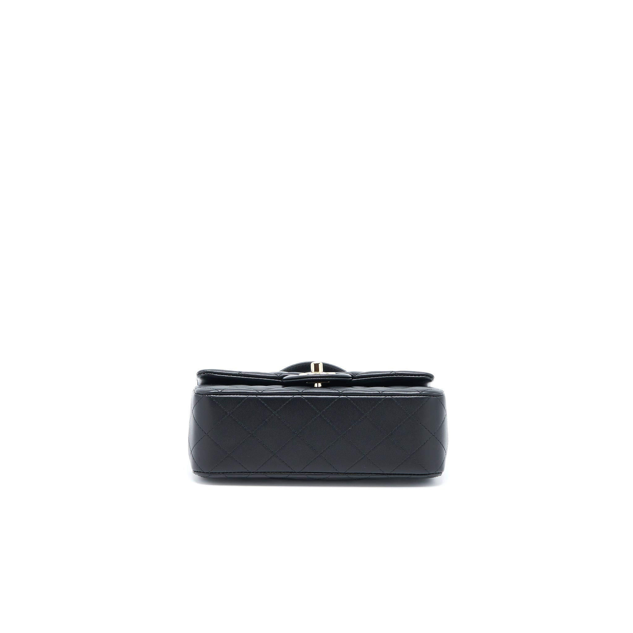CHANEL TOP HANDLE MINI RECTANGULAR FLAP BAG LAMBSKIN BLACK LGHW (MICROCHIP)
