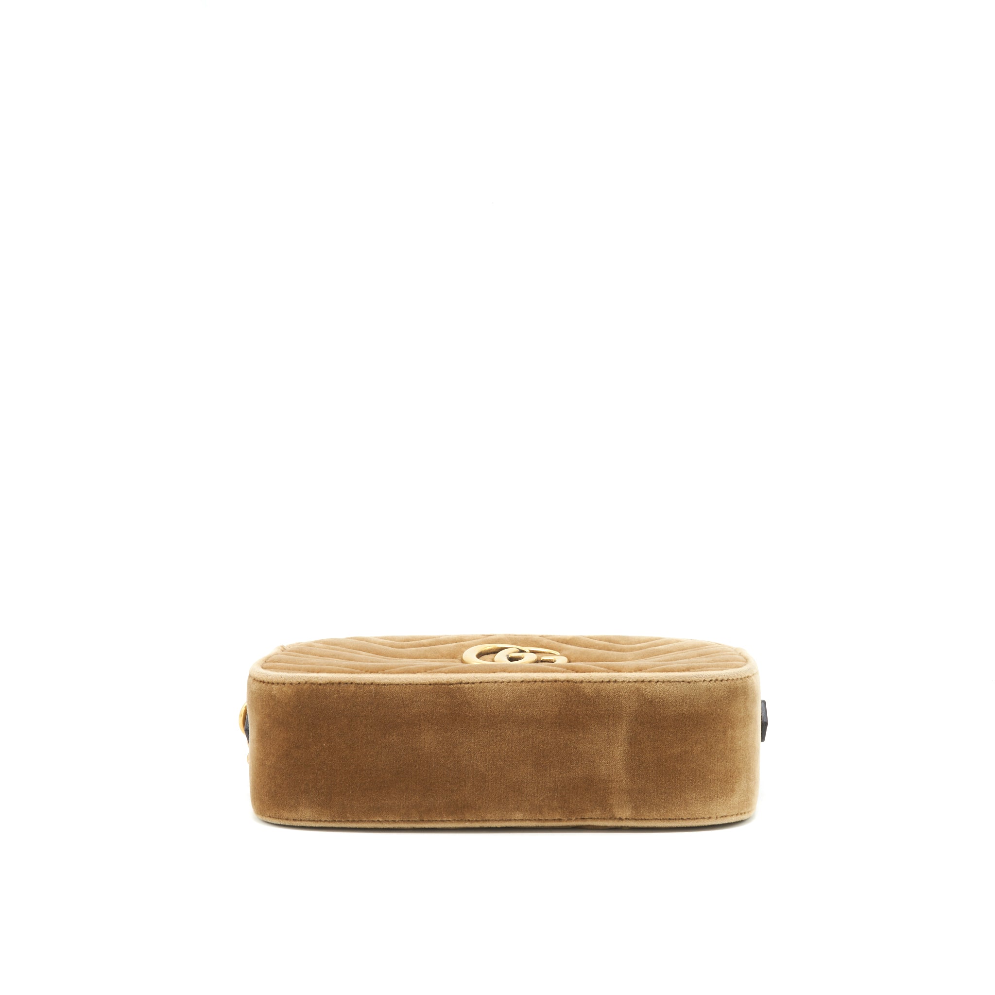 GUCCI GG MARMONT CAMERA BAG VELVET GOLD TAN GHW