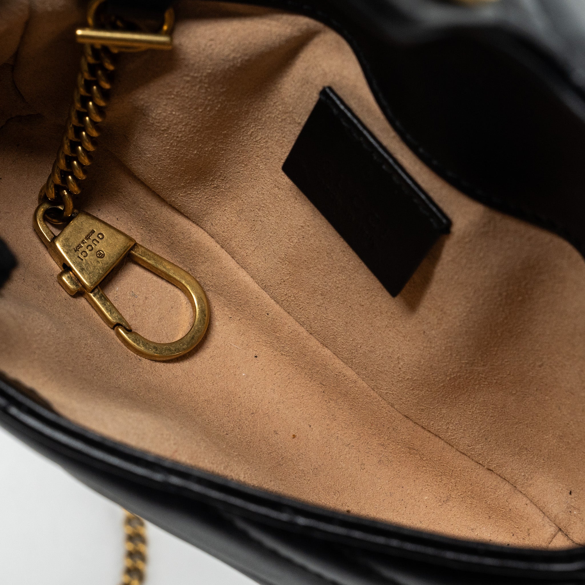 GUCCI GG MARMONT SUPER MINI BAG CALFSKIN BLACK GHW