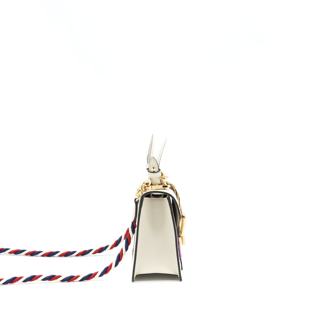 GUCCI SYLVIE EMBROIDERED MINI BAG WHITE
