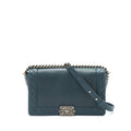 CHANEL BOY BAG SOFT CALFSKIN DARK BLUE RUTHENIUM HARDWARE
